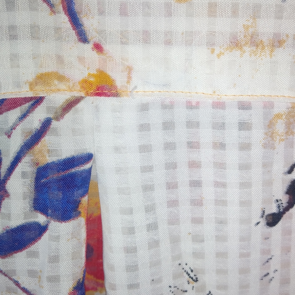 Kim Rogers LP Spring Floral Purple Red Gold Top L Petite - Picture 8 of 9